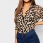 Aachoae Women Blouses Sexy Long Sleeve Autumn Leopard Blouse Turn Down Collar Ladies Office Shirt Casual Loose Tops Chemisier