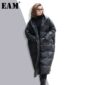 [EAM] 2020 New Winter Hooded Long Sleeve Solid Color Black Cotton-padded Warm Loose Big Size Jacket Women parkas Fashion JD12101
