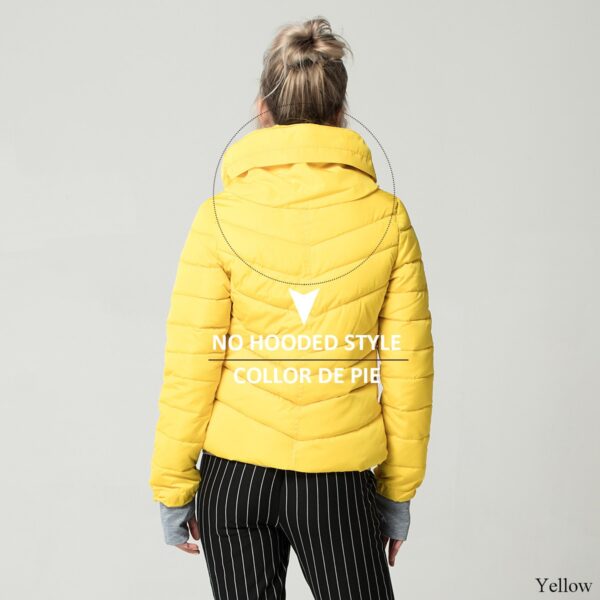 Hooded Yellow Women Autumn Winter Jacket Stand Collar Cotton Padded Female Basic Jacket Outerwear Coat chaqueta mujer FICUSRONG