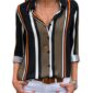 Aachoae Blouses Women 2020 Long Sleeve Striped Shirt Turn Down Collar Lady Office Shirt Autumn Blouse Top Blusas Mujer Plus Size