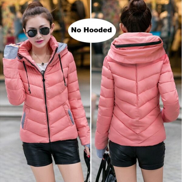 2019 hooded women winter jacket short cotton padded womens coat autumn casaco feminino inverno solid color parka stand collar