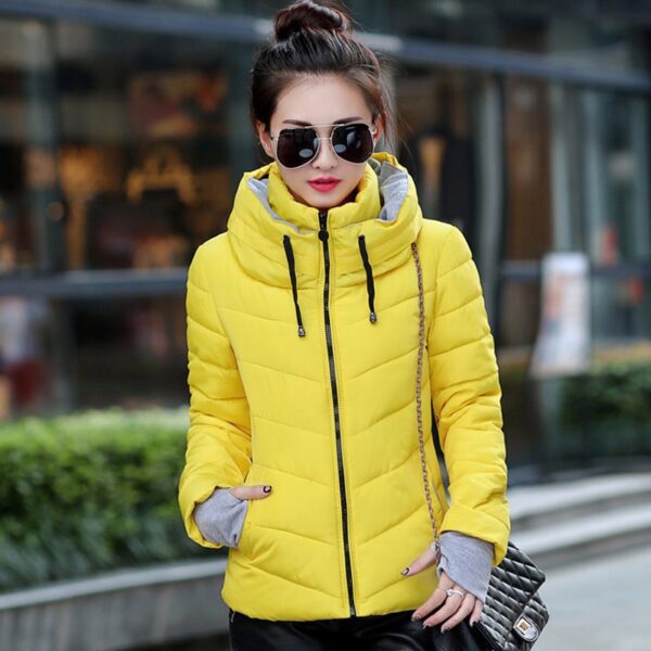 2019 hooded women winter jacket short cotton padded womens coat autumn casaco feminino inverno solid color parka stand collar