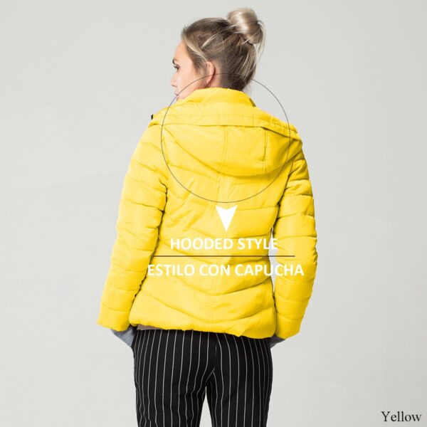 Hooded Yellow Women Autumn Winter Jacket Stand Collar Cotton Padded Female Basic Jacket Outerwear Coat chaqueta mujer FICUSRONG