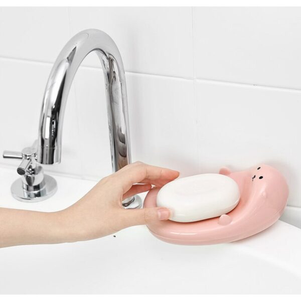 Cartoon drain soap box bathroom kitchen organizer soap holder plastic anti-slip sponge storage dish bathroom accessories molds