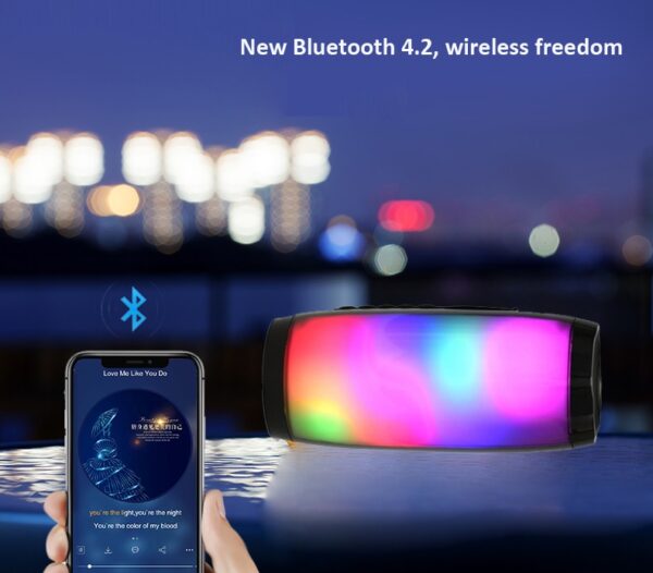 Portable Speakers Bluetooth Column Wireless Bluetooth Speaker Powerful High BoomBox Outdoor Bass HIFI TF FM Radio with LED Light