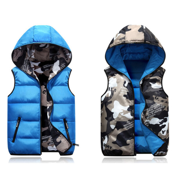 Lusumily Women Vests Plus Size Hooded Two Side Camouflage Warm Waistcoat Winter Black Jacket Outerwear Sleeveless Coat