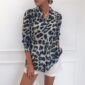 Aachoae Vintage Blouse Long Sleeve Leopard Print Blouse Turn Down Collar Office Shirt Tunic Casual Loose Tops Plus Size Blusas