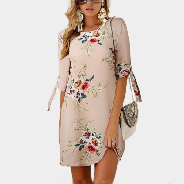 Aachoae Summer Dress 2020 Women Floral Print Beach Chiffon Dress Casual Loose Mini Party Dress Boho Sundress Vestidos Plus Size