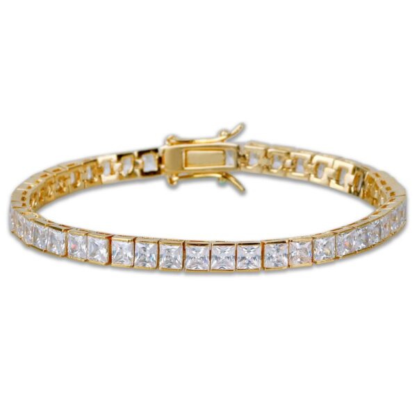 4mm Width Square Tennis Bracelet Zirconia Hiphop Jewelry 1 Row Bling CZ Men/Women Fashion Charm Gold Silver Color Bracelets Gift