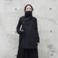 [EAM] 2020 New Fashion Winter Stand Lead Irregular Long Type Cotton-padded Clothes Loose Coat Solid Black Jacket Woman YA771