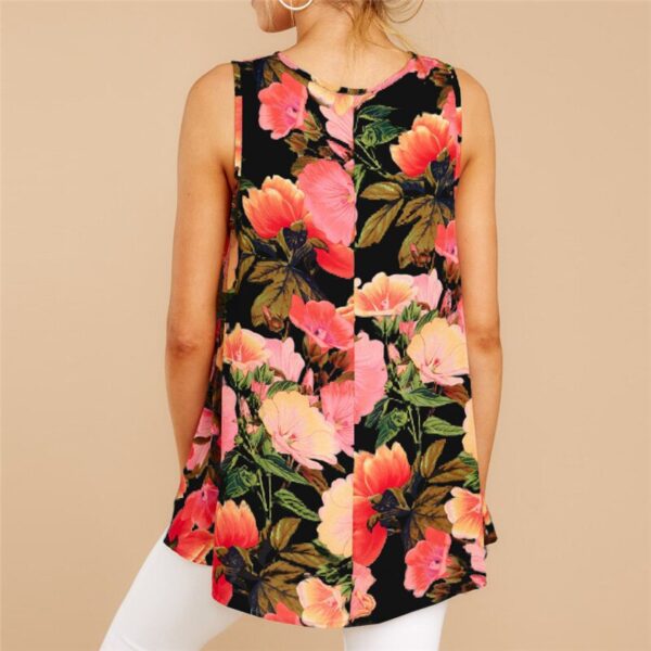 Aachoae Women Blouses 2020 Summer Boho Floral Printed Blouse Sexy Sleeveless Party Top Woman O Neck Loose Blouse Shirt Camisas