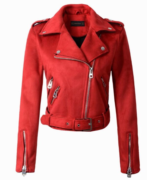 2020 New Autumn Winter Women Motorcycle Faux PU Leather Red Pink Jackets Lady Biker Outerwear Coat with Belt Hot Sale 7 Color