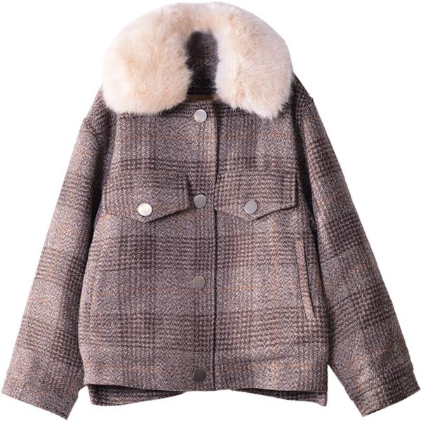 Mishow 2019 Women New winter clothing thicken woolen jacket female Korean version of the short loose Plaid woolen coat MX18D9536