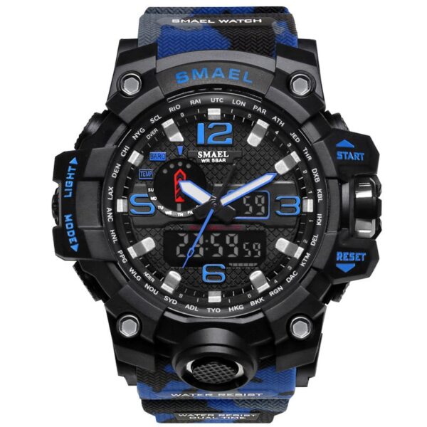 SMAEL Brand Men Sports Watches Dual Display Analog Digital LED Electronic Quartz Wristwatches Waterproof Swimming Military Watch