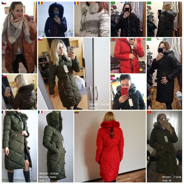 Big Fur Winter Coat Thickened Parka Women Stitching Slim Long Winter Coat Down Cotton Ladies Down Parka Down Jacket Women