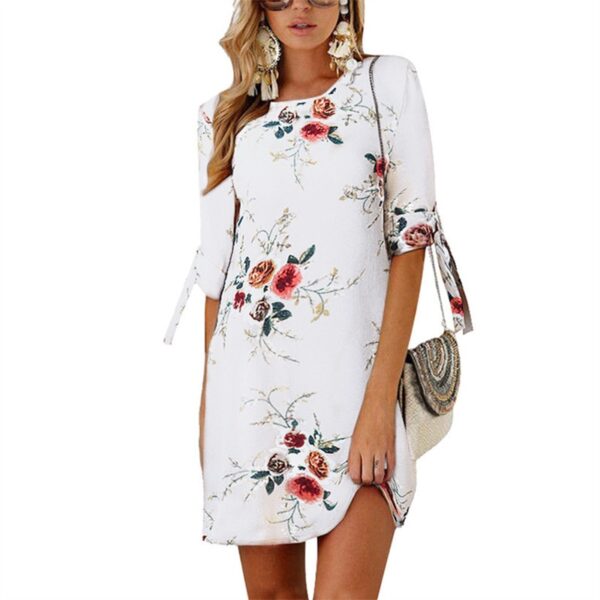 Aachoae Summer Dress 2020 Women Floral Print Beach Chiffon Dress Casual Loose Mini Party Dress Boho Sundress Vestidos Plus Size