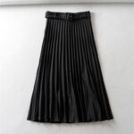 Aachoae-Women-Pleated-Skirt-Spring-High-Waist-Belt-Solid-Color-Zipper-Lady-Skirts-Elegant-Female-Saias-Loose-Mid-length-Skirt