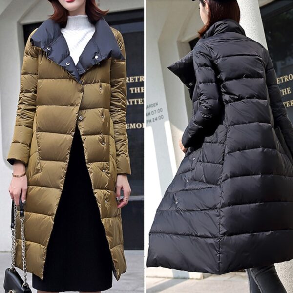Duck Down Jacket Women Winter Long Thick Double Sided Plaid Coat Female Plus Size Warm Down Parka For Women Slim Clothes 2020