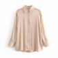 Aachoae Women Long Sleeve Blouse Tops 2020 Solid Turn-down Collar Office Ladies Shirt Elegant Casual Soft Satin Blouses Shirts