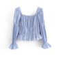 Aachoae 2020 Solid Ruffle Blouse Women Puff Long Sleeve Pleated Shirt Ladies Square Collar Chic Blue Crop Tops Blusas De Mujer