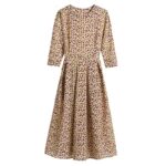 Aachoae-Printed-Dress-For-Women-2020-Vintage-Three-Quarter-Sleeve-Draped-Dress-Autumn-Round-Neck-A-line-Midi-Dresses-Vestido
