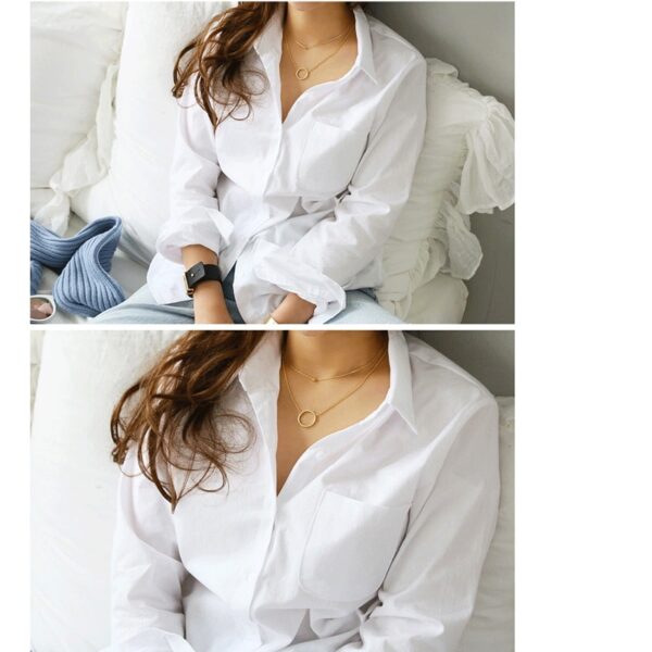 Aachoae Women Casual White Blouses Long Sleeve Office Shirts 2020 Turn Down Collar Solid Pocket Shirt Ladies Plus Size Tunic Top