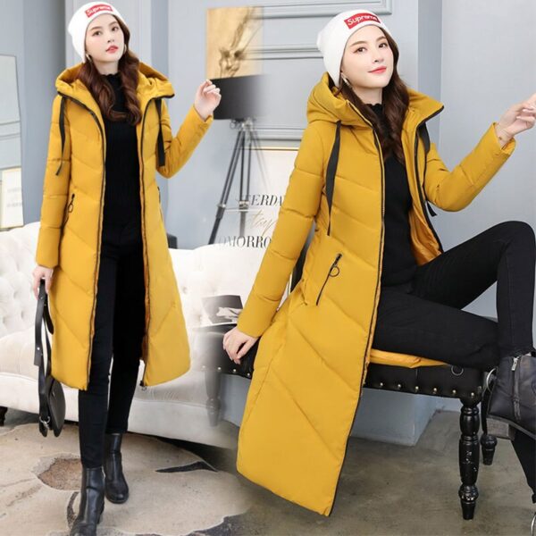 Women X-long Hooded Bakery Oversize Winter Down Coat Student Thick Warm Jacket Cotton Padded Wadded Parkas Big Pocket