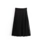 Aachoae Women High Waist Black Pleated Midi Skirt With Belt Casual Female Solid Chic Skirts Office Wear Skirt Faldas Mujer