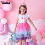 VIKITA-Girls-Unicorn-Tutu-Dress-Kids-Sequined-Princess-Vestido-Girls-Birthday-Party-Dress-Children-Summer-Dresses-Kids-Clothes