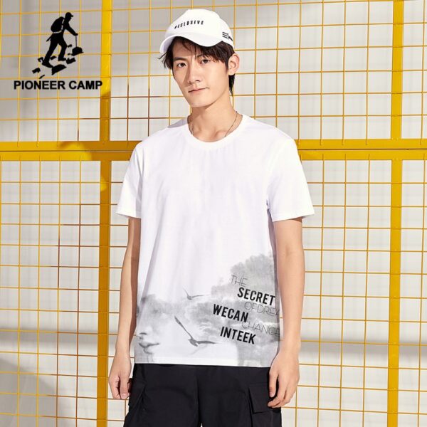 Pioneer Camp summer short t shirt men brand clothing high quality pure cotton male t-shirt print tshirt men tee shirts 522056