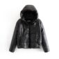 Tangada Women black fur faux leather jacket coat oversized zipper 2020 Winter Female Thick pu hooded jacket Overcoat 6A170