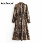 Aachoae-Streetwear-Snake-Print-Dress-Women-Bow-Tie-Collar-Chic-Shirt-Dress-Long-Sleeve-Pleated-Midi-Dress-Autumn-Spring-Vestido