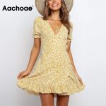 Aachoae-Summer-Casual-V-Neck-Print-Dress-Women-Short-Sleeve-Fashion-Beach-Mini-Dress-Ruffles-Wrap-Dress-Sundress-Vestidos-Mujer