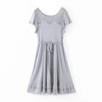 Aachoae-Lace-Patchwork-Midi-Dress-Women-Ruffle-Short-Sleeve-A-Line-Chic-Dresses-Summer-O-Neck-Knitted-Casual-Gray-Dress-Vestidos