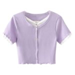 Aachoae-Fashion-Patchwork-Shirt-Women-Short-Sleeve-Sweet-Ladies-Short-Tops-Purple-Color-Slim-T-Shirt-Female-Summer-Ropa-Mujer