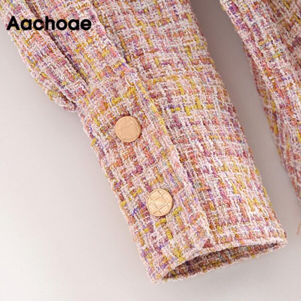 Aachoae Multi Elegant Bandage Jacket Women Batwing Sleeve Coat Outerwear Tassel Pocket Vintage Plaid Coat Female Kobieta Kurtka