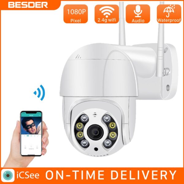 BESDER WiFi 1080P Security Camera Outdoor PTZ Camera Human Detect Color Night Vision Audio Talk CCTV Surveillance P2P IP Camera