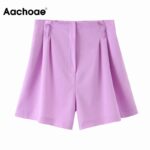 Aachoae-Women-Solid-Office-Waer-Two-Piece-Set-Double-Breasted-Shawl-Collar-Casual-Blazer+Pleated-Loose-Shorts-Lady-Ropa-Dama