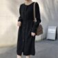Aachoae Casual O Neck Knitted Midi Dress Women Long Sleeve Button Up Sweater Dresses Autumn Solid Color Chic Dress With Belt