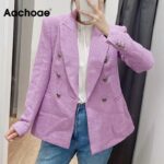 Aachoae-2020-Fashion-Double-Breasted-Purple-Tweed-Blazer-Women-Office-Wear-Chic-Jacket-Coat-Elegant-Long-Sleeve-Outerwear-Tops