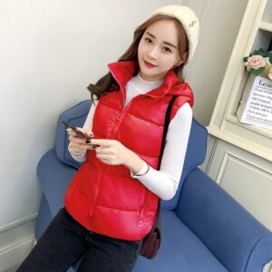 2020 New Plus size Women Vest Winter Jacket Pocket Hooded Coat Warm Casual Cotton Padded Vest female Slim Sleeveless Waistcoat