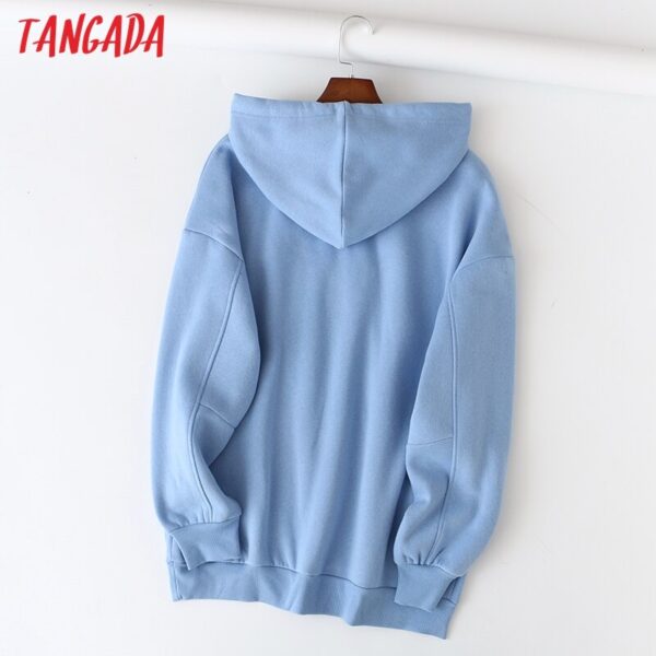 Tangada 2020 autumn winter women fleece cotton hoodie sweatshirts oversize ladies pullovers pocket hooded jacket SD60-1