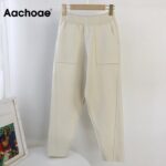 Aachoae-Women-Solid-Elastic-Waist-Knitted-Pants-With-Pockets-2020-Fashion-Casual-Long-Trousers-Female-Autumn-Winter-Casual-Pants