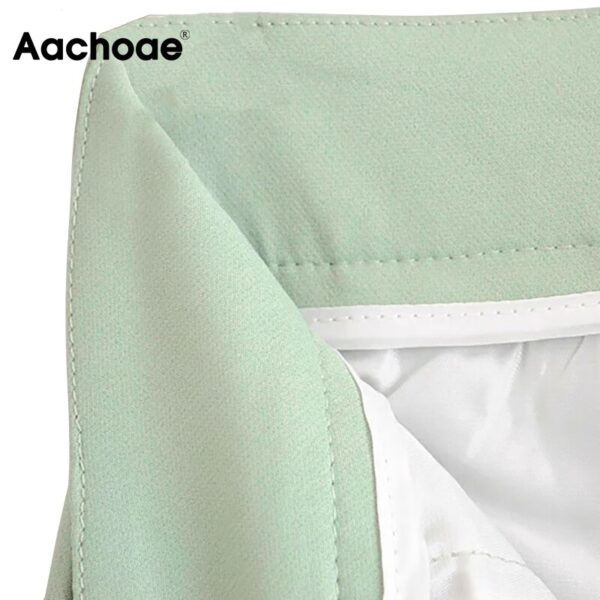 Aachoae Solid Straight Half Length Pants Women High Waist Pleated Casual Pants Lady Baggy Fashion Loose Bottom Pantalon Femme