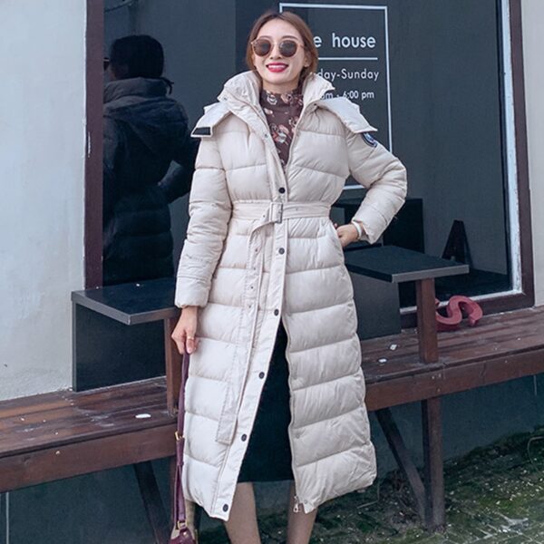 women's X-long thick parka winter solid jackets 2020 with sashes epaulet hooded plus size warm coat female outwear giacca donna