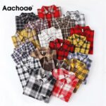 Aachoae-Women-Blouses-Plaid-Shirt-Plus-Size-Casual-Long-Sleeve-Print-Blouse-Turn-down-Collar-Loose-Female-Stylish-Tops-Blusas