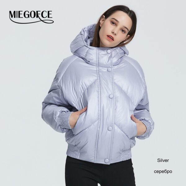 MIEGOFCE 2020 New Design Winter Coat Women's Jacket Insulated Cut Waist Length With Pockets Casual Parka Stand Collar Hooded