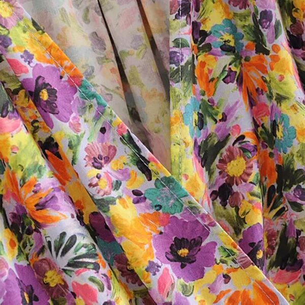 Aachoae Floral Print Chic Bodycon Mini Dress Women Puff Short Sleeve Vintage Ruffle Dress Boho V Neck Pleated Party Dresses 2020