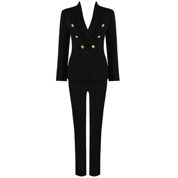 2020 Autumn Winter Fashion Sexy New Women'S Set Double-Breasted Jacket & Pants 2 Two-Piece Office Celebrity Party Pants Set Suit