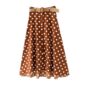 Aachoae 2020 Summer Women Polka Dot Print Skirt With Belt Button High Waist Loose Midi Skirt Female Beach Skirts Lady Jupe Femme